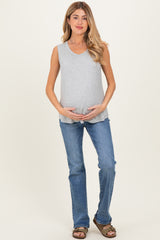 Heather Gray Double Layer Maternity Nursing Tank Top