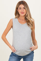 Heather Gray Double Layer Maternity Nursing Tank Top