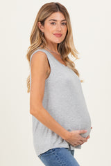 Heather Gray Double Layer Maternity Nursing Tank Top