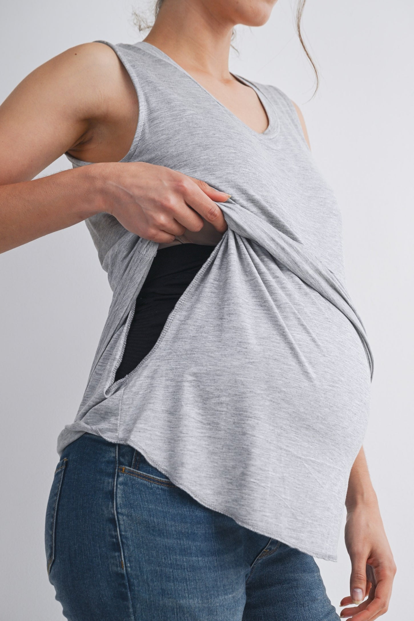 Ivory Double Layer Maternity Nursing Tank Top