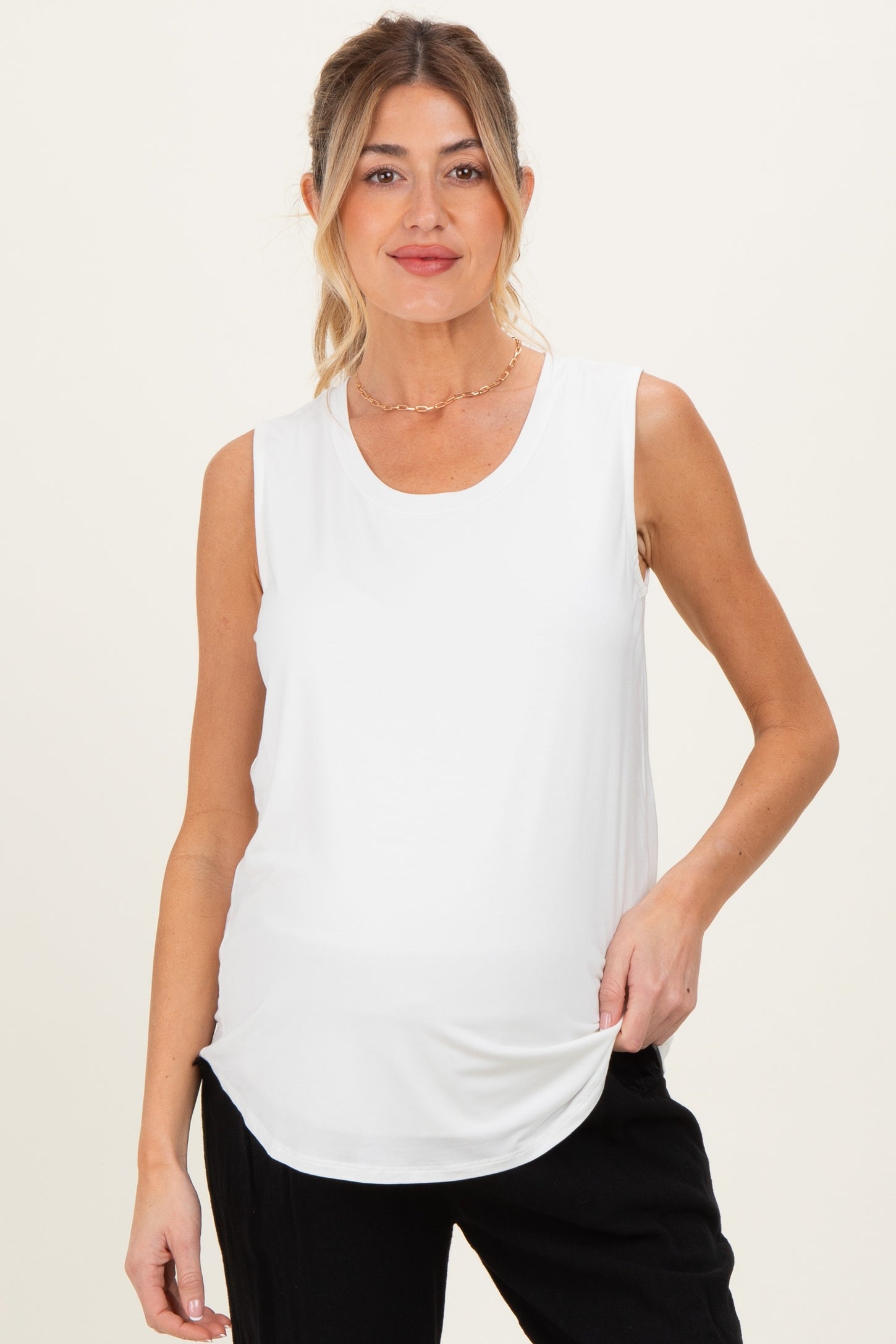 Ivory Double Layer Maternity Nursing Tank Top