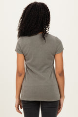 Olive Ribbed Sweetheart-Neckline Top