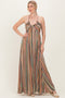Multicolor Printed V-Neck Halter Maxi Dress