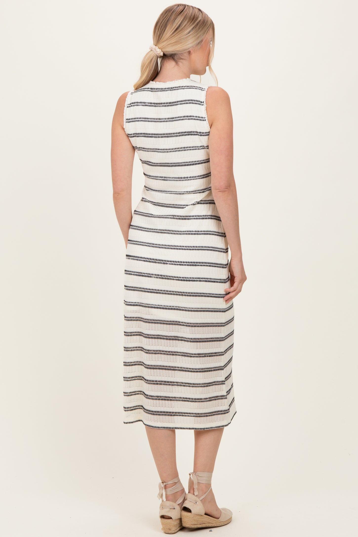 mesh striped dress Striped Mesh Maxi Dress Black