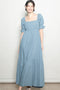 Blue Open Back Ribbon Tie Maxi Dress