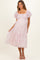 Pink Floral Puff Sleeve Maternity Midi Dress