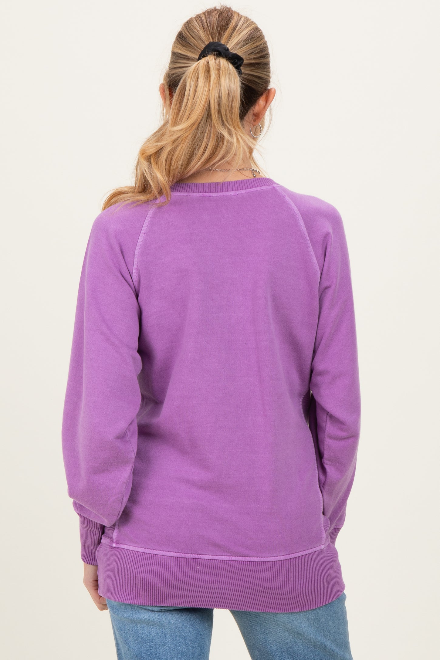 Light Plum Vintage Wash French Terry Maternity Pullover