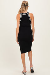 Black Ribbed Sleeveless Maternity Dress