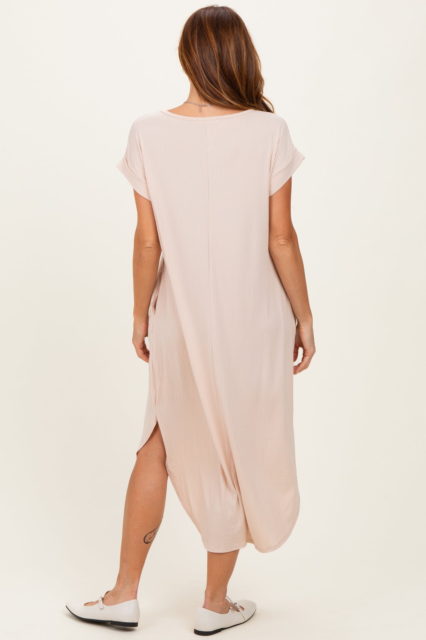 curved hem midi dress Eawtki Women's Keyhole Sleeveless Midi Dress Gathered Empire Waist Asymmetrical Curved Hem Loose Fit Casual Summer Shift Dress, Size: 4XL, Beige