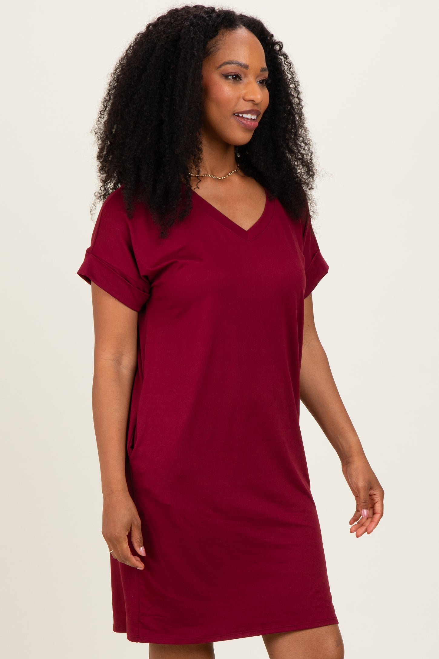 cabernet red dress Cicinia Cabernet Mother Of The Bride Dress Long Soft Satin V-neck A-line Tea Length