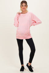 Pink Vintage Wash French Terry Maternity Pullover
