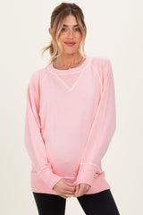Pink Vintage Wash French Terry Maternity Pullover