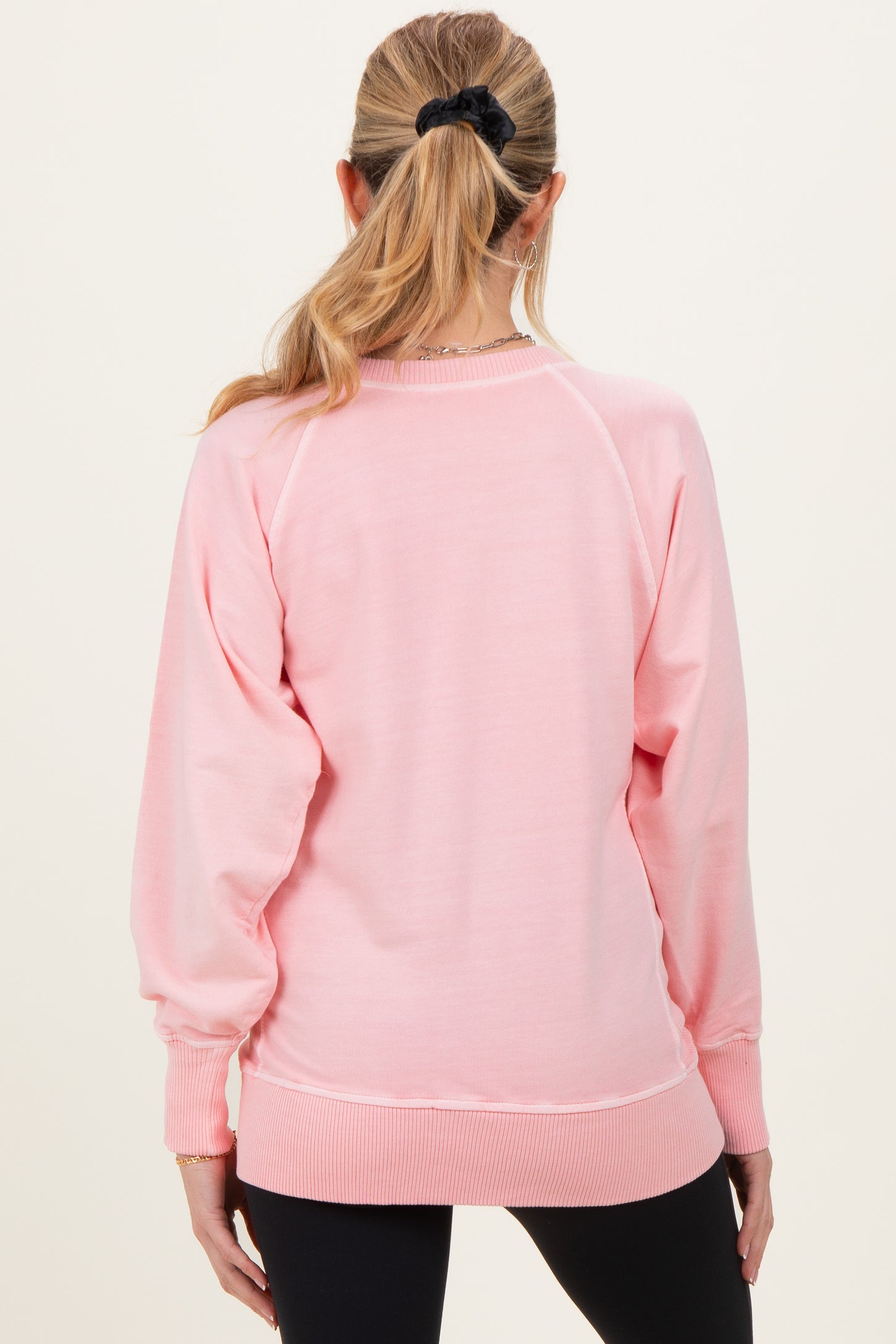 Pink Vintage Wash French Terry Maternity Pullover