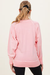 Pink Vintage Wash French Terry Maternity Pullover