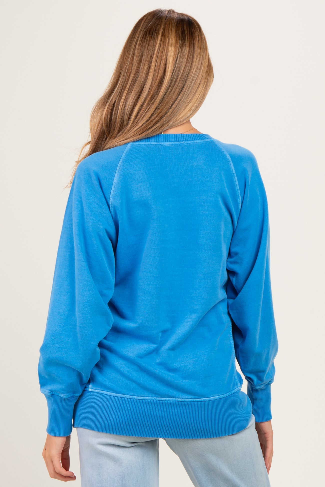 Classic Blue Vintage Wash French Terry Maternity Pullover