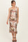 Taupe Mesh Floral Sleeveless Maternity Midi Dress
