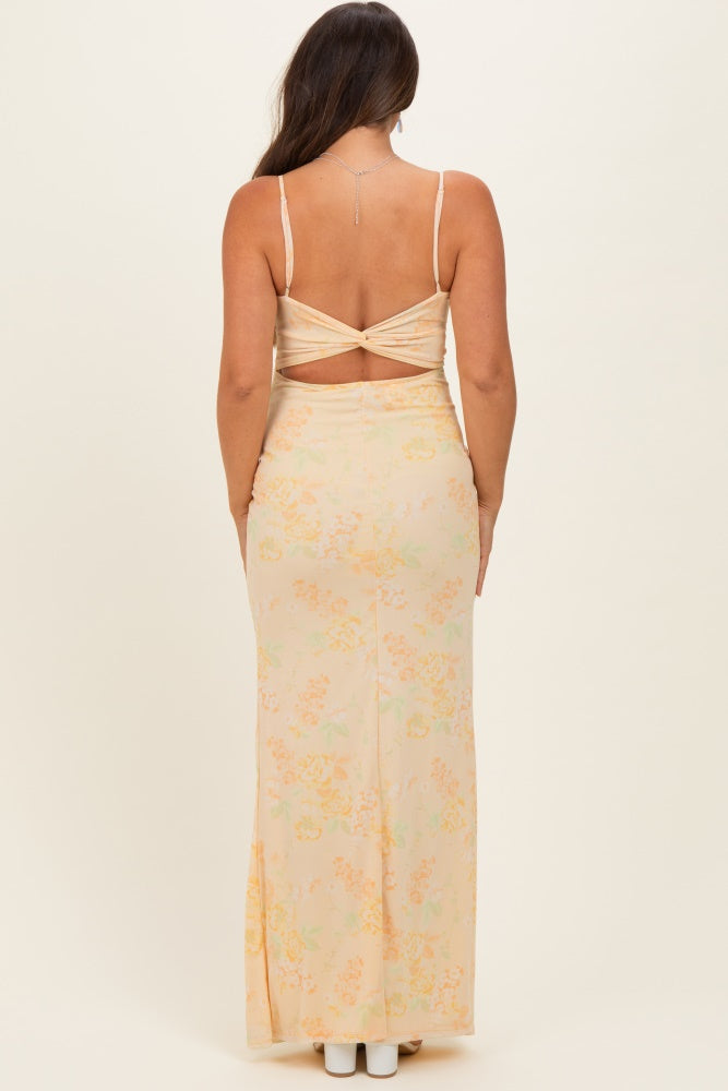 pink blush yellow maternity dress PinkBlush Mustard Lace Mesh Overlay Maternity Maxi Dress
