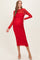 Red Lace Long Sleeve Fitted Maternity Dress