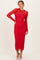 Red Lace Long Sleeve Fitted Dress