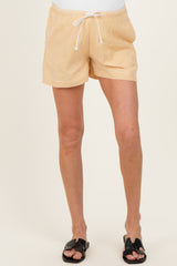 Yellow Striped Drawstring Maternity Shorts