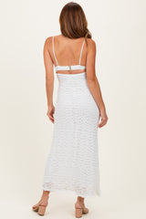White Floral Lace Cutout Maxi Dress