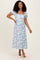 Blue Floral Crisscross Back Midi Dress