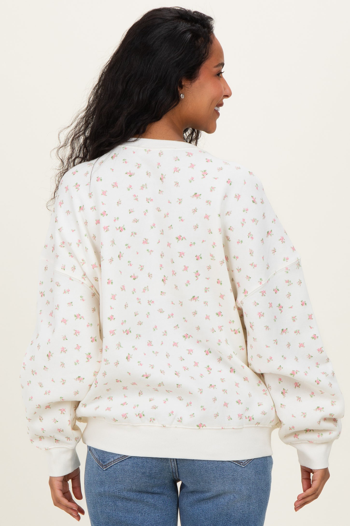 Pink Ditsy Floral Maternity Sweatshirt