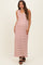 Cream Striped Crochet Knit Sleeveless Maternity Maxi Dress