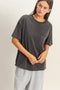 Black Vintage Wash Raw Edge Pocket T-Shirt