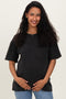 Black Vintage Wash Raw Edge Pocket Maternity T-Shirt
