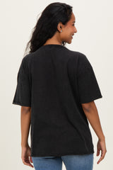 Black Vintage Wash Raw Edge Pocket Maternity T-Shirt