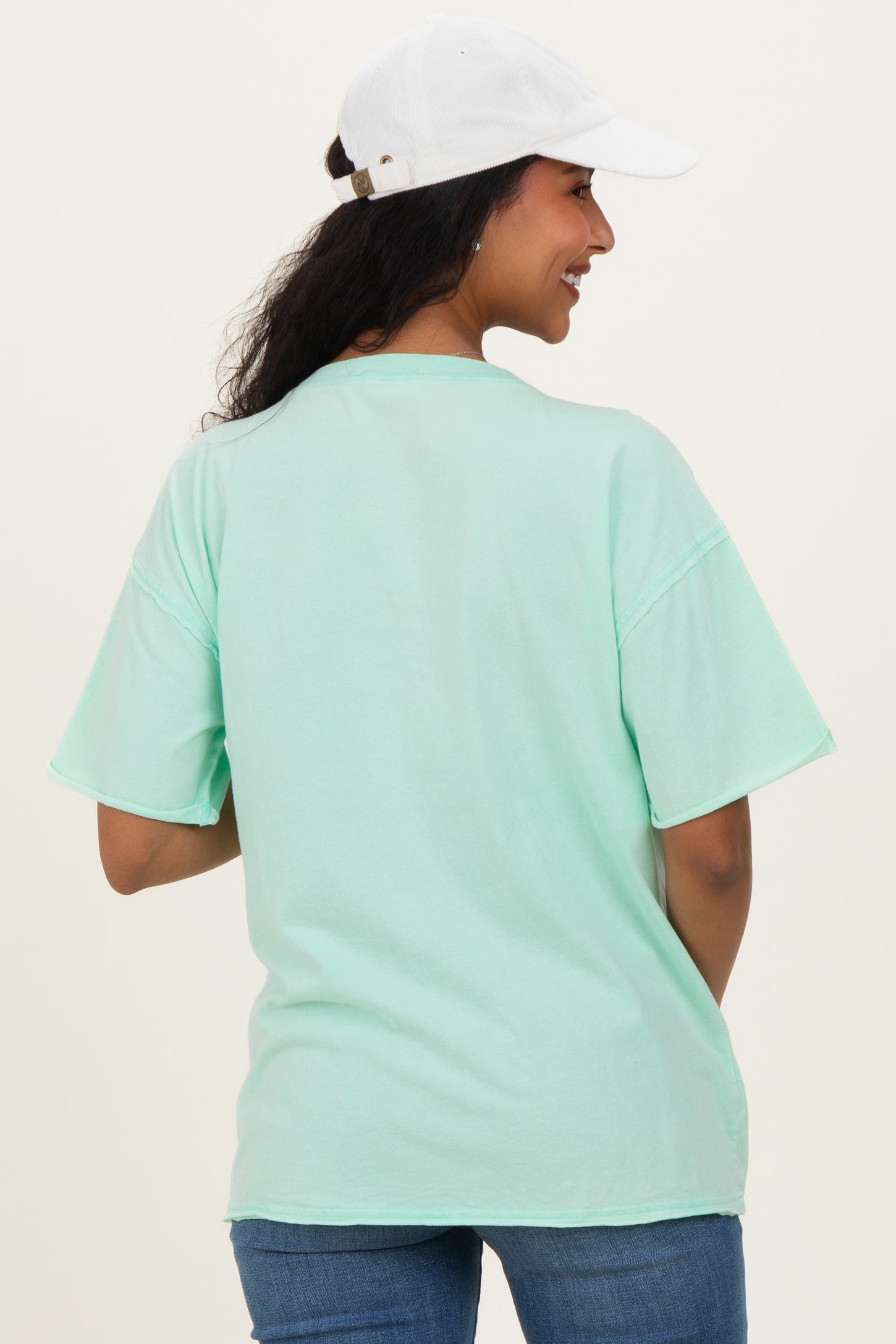 Mint Vintage Wash Raw Edge Pocket Maternity T-Shirt