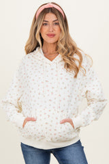 Pink Floral French Terry Maternity Hoodie