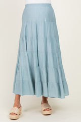 Sage Tiered Maternity Maxi Skirt