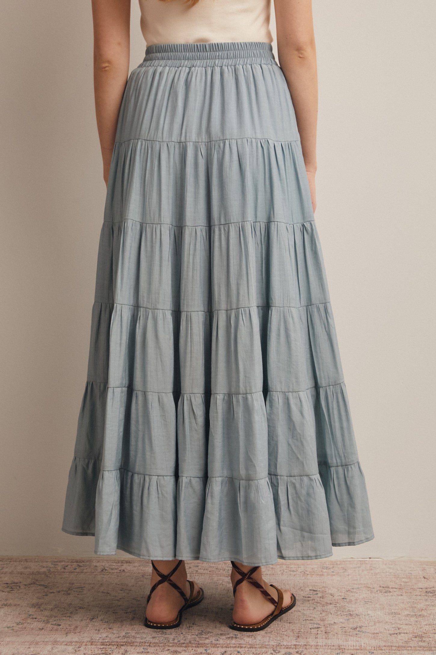 Sage Tiered Maxi Skirt