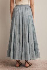 Sage Tiered Maxi Skirt