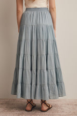 Sage Tiered Maxi Skirt