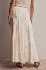 Cream Tiered Maxi Skirt