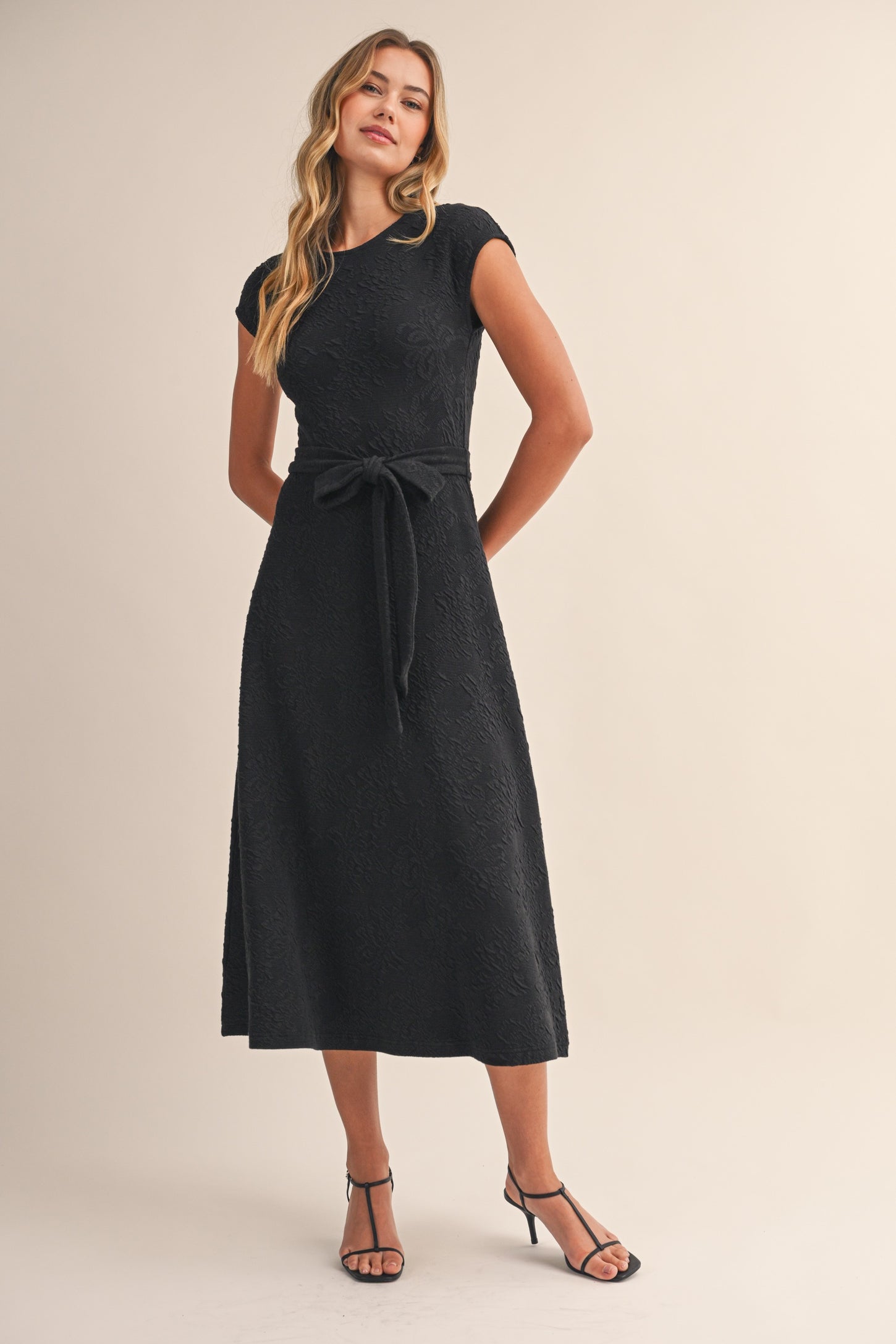 black jacquard midi dress Women's Esmeralda Straight See-Through Jacquard Midi Dress S/M/Customize Black MEAN BLVD, Black / S