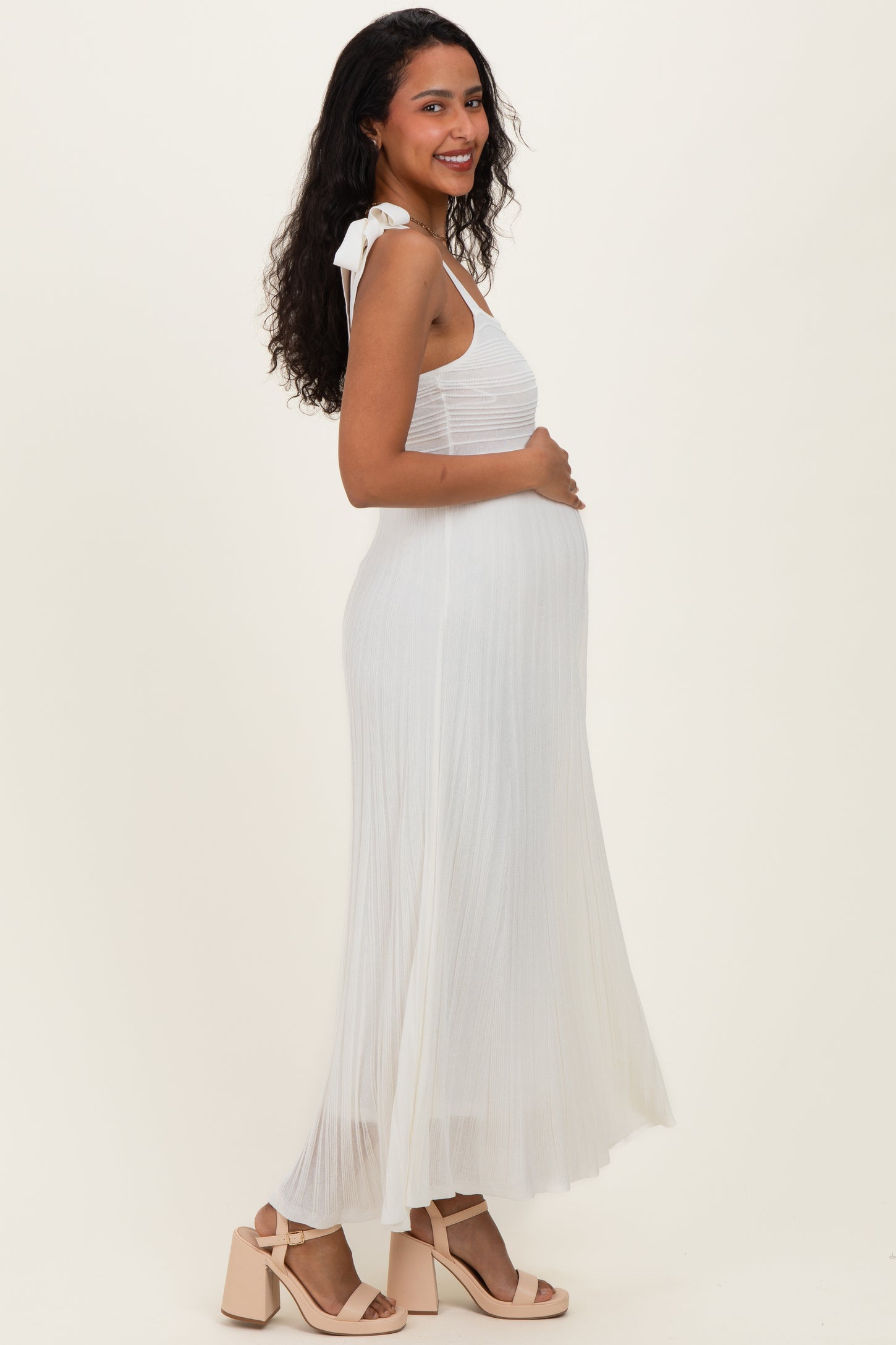 white off the shoulder maternity dress Lace Off-the-shoulder Photoshoot Maxi length Sizing Elegant Ivory Off Shoulder Long