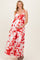Red Floral Tiered Cutout Tie Back Maternity Maxi Dress