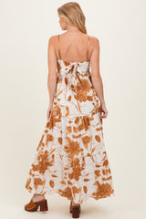 Mocha Floral Tiered Cutout Tie Back Maternity Maxi Dress