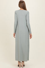 New Sage Ribbed Sleeveless Dress Cardigan Maternity Set