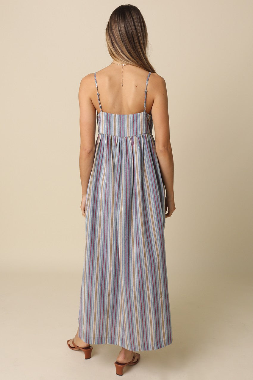 Multicolor Striped Sleeveless Maxi Dress