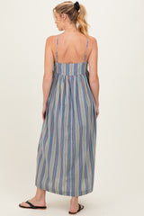 Multicolor Striped Sleeveless Maternity Maxi Dress