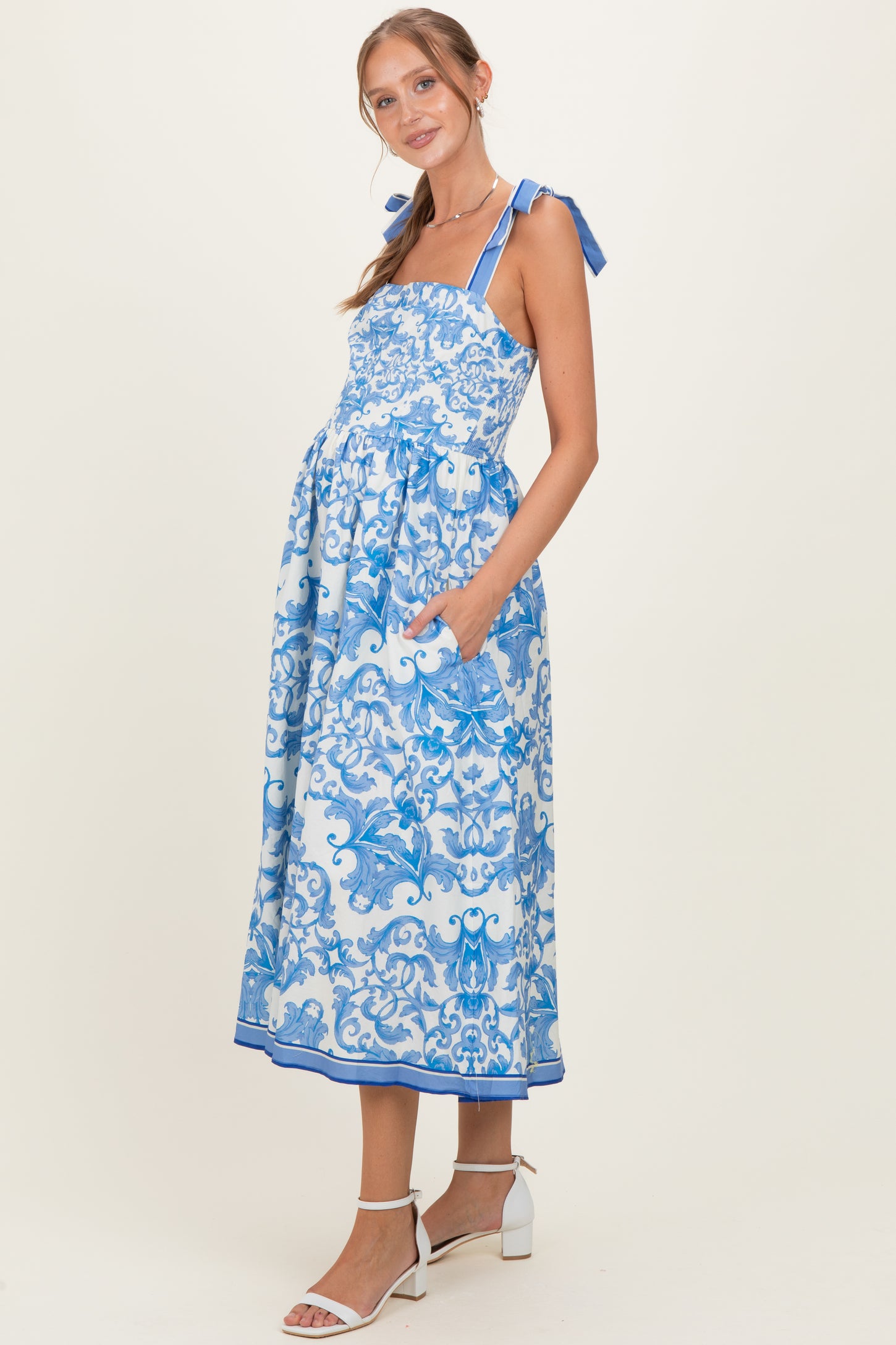 midi blue damask dress Maggie Dress Blue Damask XL (14/16)
