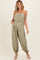 Olive Crinkled Tube Balloon Maternity Jumpsuit