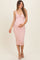 Light Pink Bodycon Maternity Midi Dress
