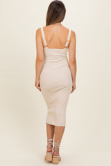 Taupe Bodycon Maternity Midi Dress