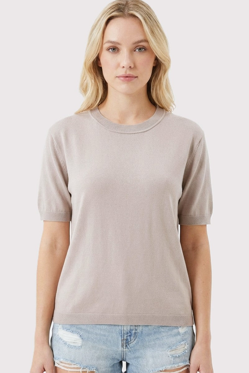 Grey Crew Neck Solid Maternity Sweater